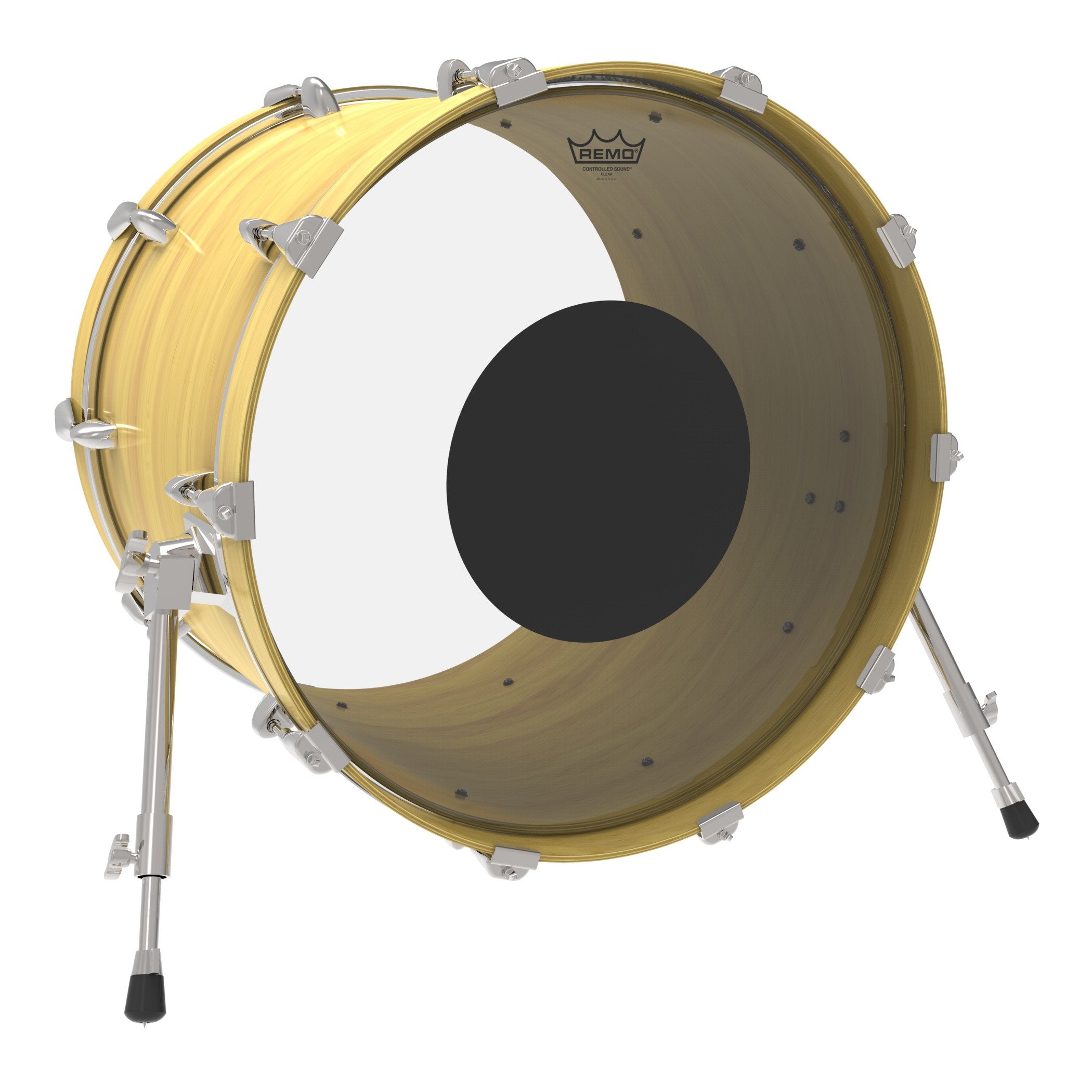 Remo Bass, Controlled Sound, Clear, 26'' Diameter, Black Dot(Tm) On Top